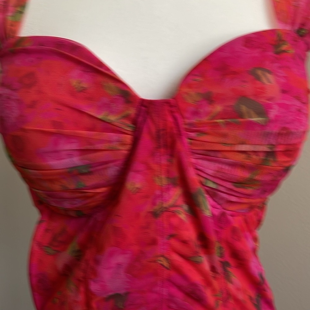 Vibrant Pink Floral Women's Top Size 2XL - Picture 3 of 6